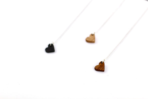 Small Wood Heart necklace