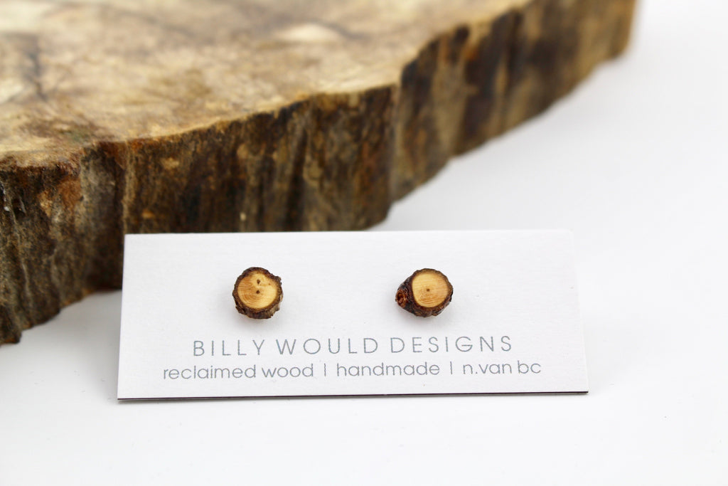Tiny wooden round earrings