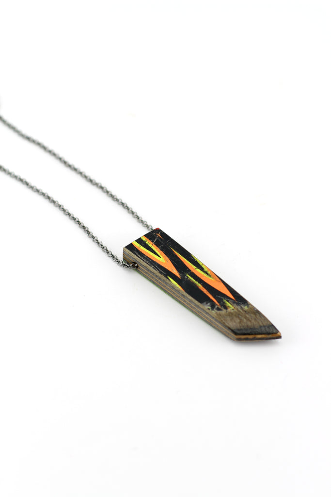flame skateboard pendant necklace
